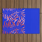 Sisters - Twin Leaf Portrait Matisse Style on Blue Outdoor Rug Gallery Image 1