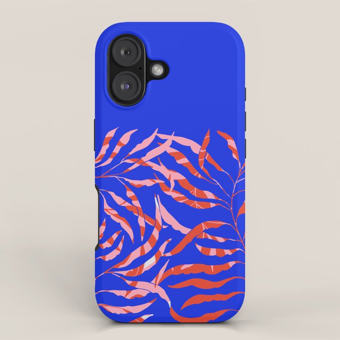 Sisters - Twin Leaf Portrait Matisse Style on Blue iPhone Case Gallery Image 1