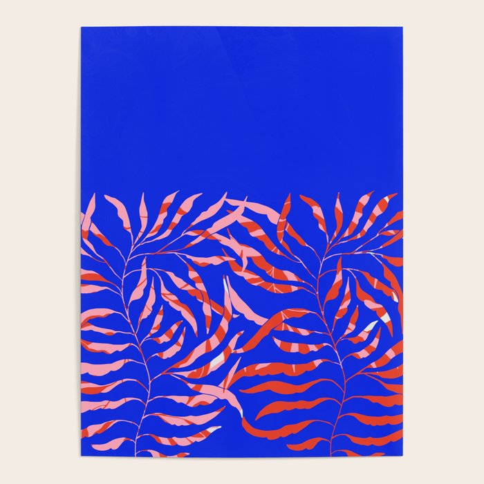 Sisters - Twin Leaf Portrait Matisse Style on Blue Poster Gallery Image 4