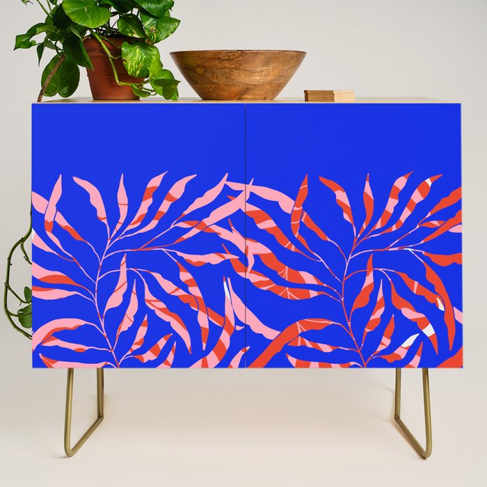 Sisters - Twin Leaf Portrait Matisse Style on Blue Credenza Gallery Image 1