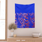 Sisters - Twin Leaf Portrait Matisse Style on Blue Wall Tapestry Gallery Image 2