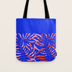 Sisters - Twin Leaf Portrait Matisse Style on Blue Tote Bag Gallery Image 1