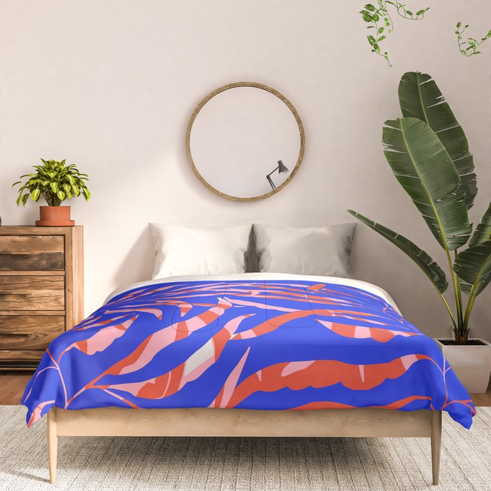 Sisters - Twin Leaf Portrait Matisse Style on Blue Comforter Gallery Image 3