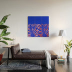 Sisters - Twin Leaf Portrait Matisse Style on Blue Wood Wall Art Gallery Image 2