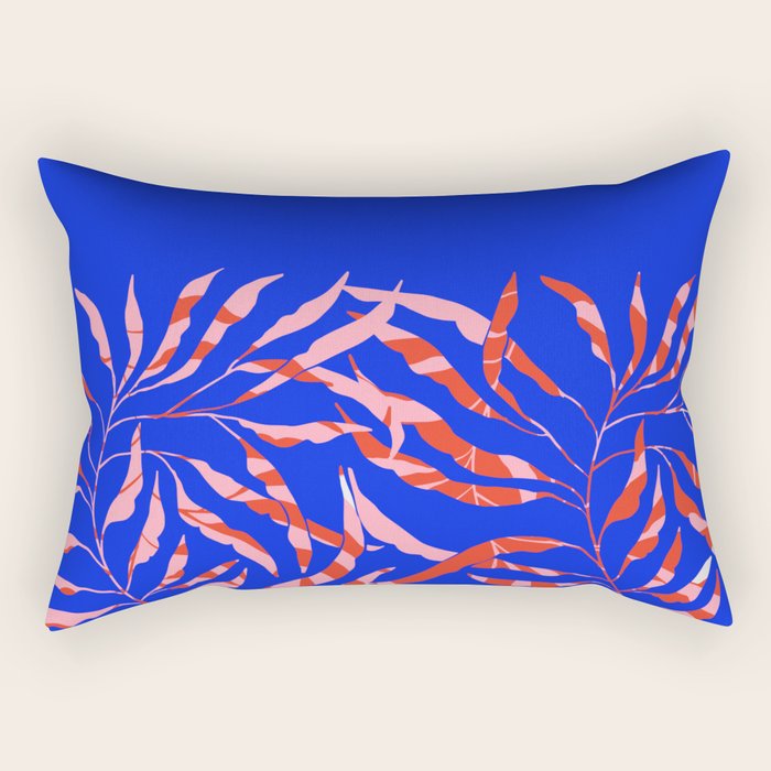 Sisters - Twin Leaf Portrait Matisse Style on Blue Rectangular Pillow Gallery Image 1