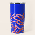 Sisters - Twin Leaf Portrait Matisse Style on Blue Travel Mug Gallery Image 1