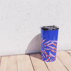 Sisters - Twin Leaf Portrait Matisse Style on Blue Travel Mug Gallery Image 4
