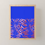 Sisters - Twin Leaf Portrait Matisse Style on Blue Mini Art Print Gallery Image 1