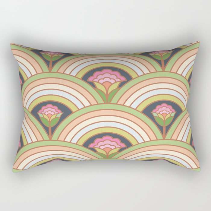 Retro Rainbow Flowers Rectangular Pillow Gallery Image 2