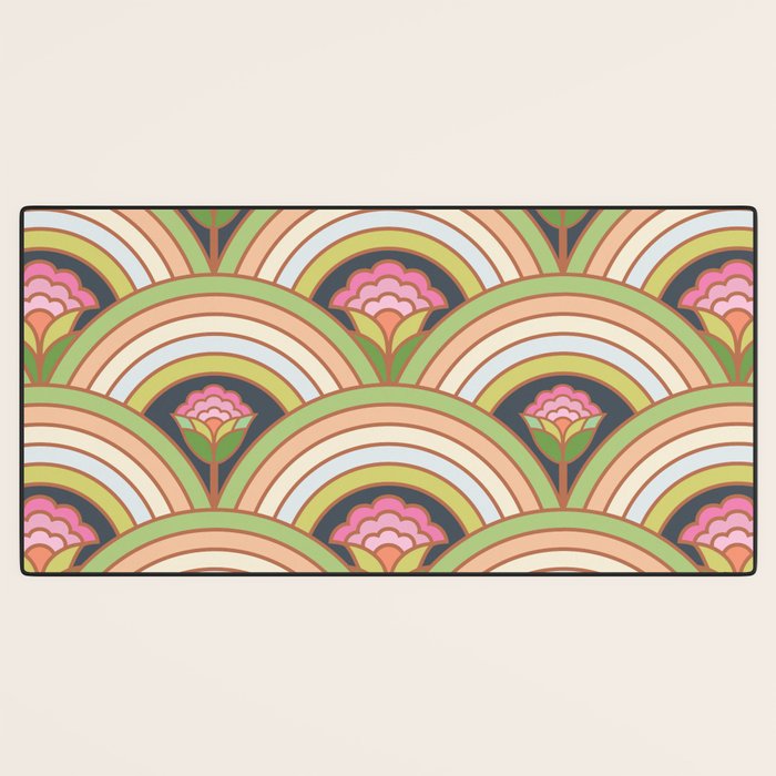 Retro Rainbow Flowers Desk Mat Gallery Image 3