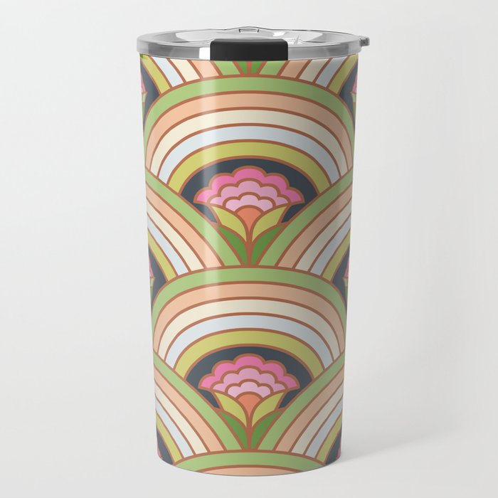 Retro Rainbow Flowers Travel Mug Gallery Image 1