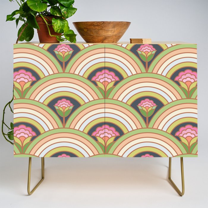 Retro Rainbow Flowers Credenza Gallery Image 1