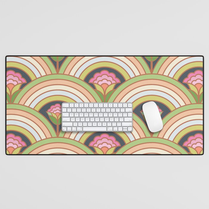Retro Rainbow Flowers Desk Mat Gallery Image 1