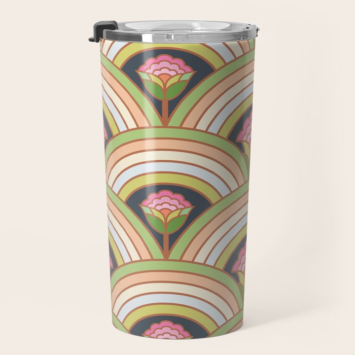 Retro Rainbow Flowers Travel Mug Gallery Image 3