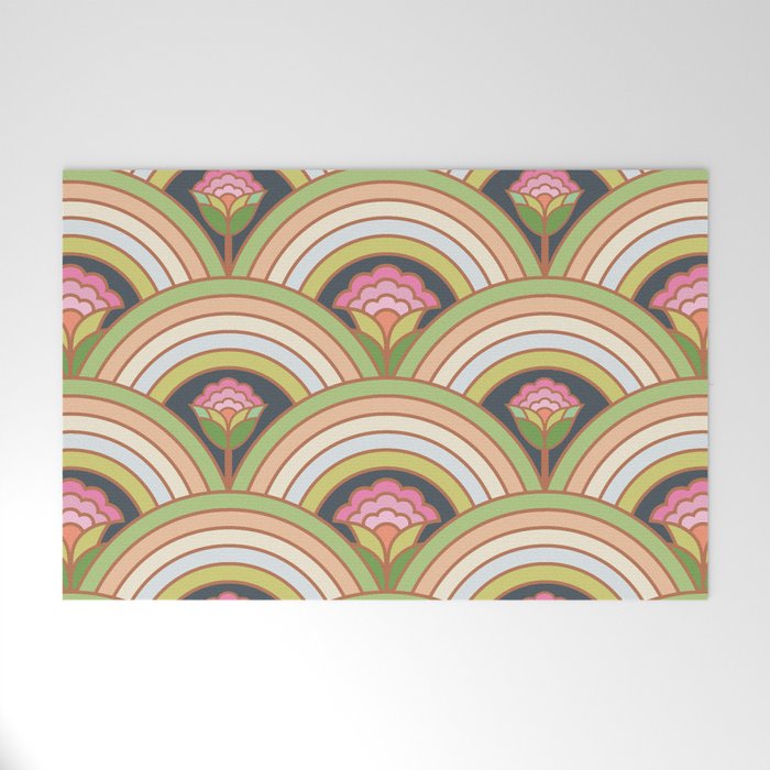 Retro Rainbow Flowers Welcome Mat Gallery Image 1