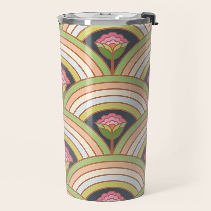 Retro Rainbow Flowers Travel Mug Gallery Image 2