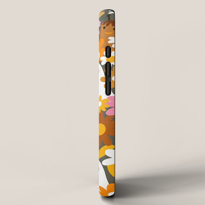 Whimsy Halloween Retro Cats and Ghosts Cottagecore Garden Party - Black Orange Pink iPhone Case Gallery Image 2