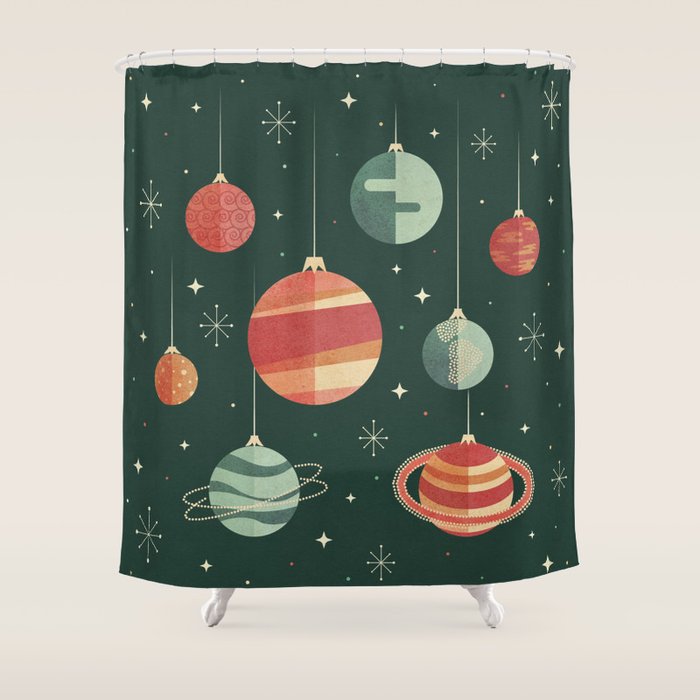 Joy to the Universe (on Green) Shower Curtain Gallery Image 1