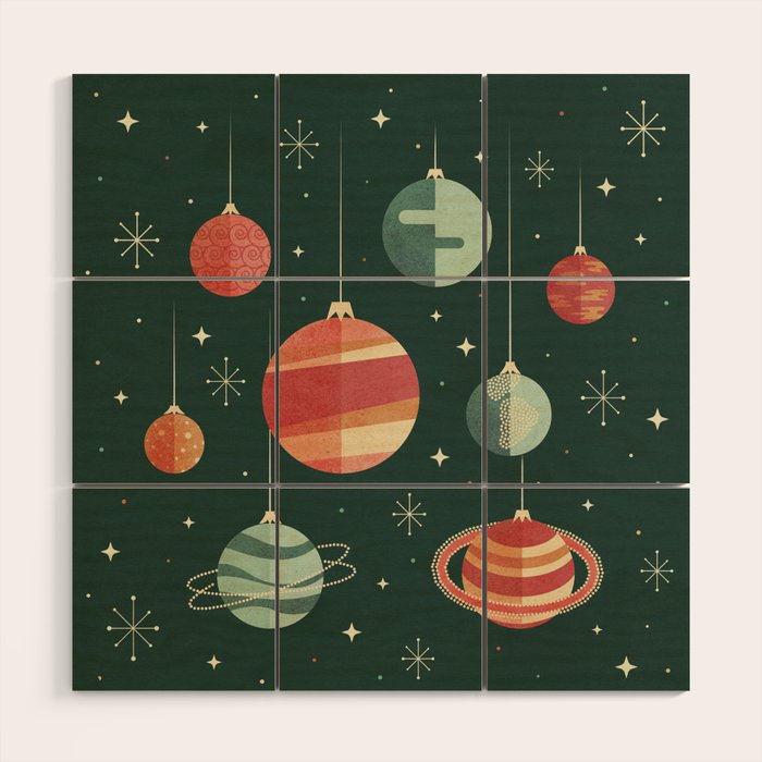 Joy to the Universe (on Green) Wood Wall Art Gallery Image 1