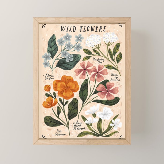 Wild Flowers ~ vol2.  vintage inspired botanical Mini Art Print Gallery Image 1