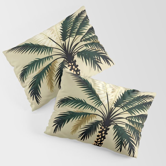 Palmacious, Palm Tree, Coconut Tree Middle East, Desert Plants Nature Illustration, Beachy Tropical Botanical Painting Pillow Sham Gallery Image 3