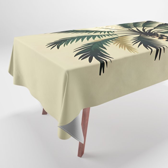 Palmacious, Palm Tree, Coconut Tree Middle East, Desert Plants Nature Illustration, Beachy Tropical Botanical Painting Tablecloth Gallery Image 1