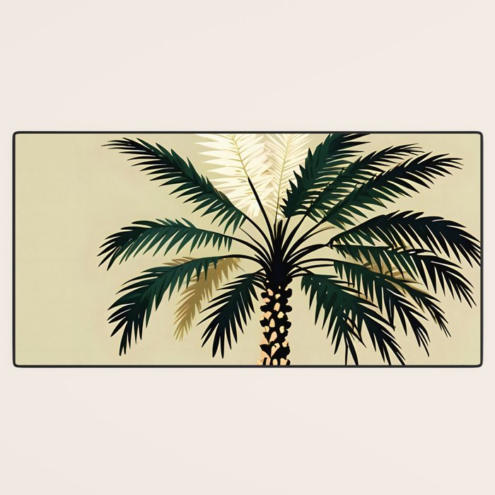 Palmacious, Palm Tree, Coconut Tree Middle East, Desert Plants Nature Illustration, Beachy Tropical Botanical Painting Desk Mat Gallery Image 3