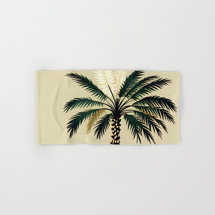 Palmacious, Palm Tree, Coconut Tree Middle East, Desert Plants Nature Illustration, Beachy Tropical Botanical Painting Bath Towel Gallery Image 1