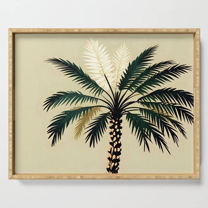Palmacious, Palm Tree, Coconut Tree Middle East, Desert Plants Nature Illustration, Beachy Tropical Botanical Painting Serving Tray Gallery Image 1