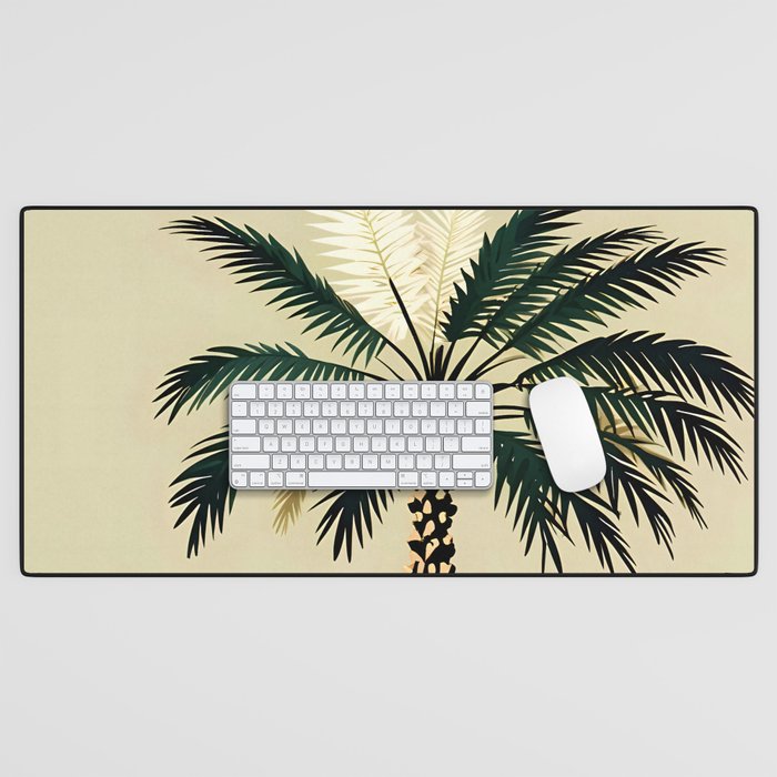 Palmacious, Palm Tree, Coconut Tree Middle East, Desert Plants Nature Illustration, Beachy Tropical Botanical Painting Desk Mat Gallery Image 1