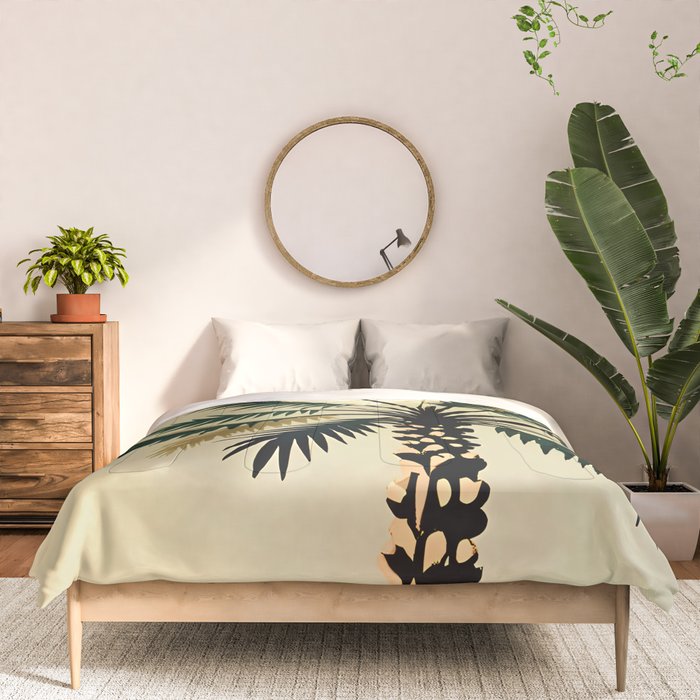 Palmacious, Palm Tree, Coconut Tree Middle East, Desert Plants Nature Illustration, Beachy Tropical Botanical Painting Comforter Gallery Image 3