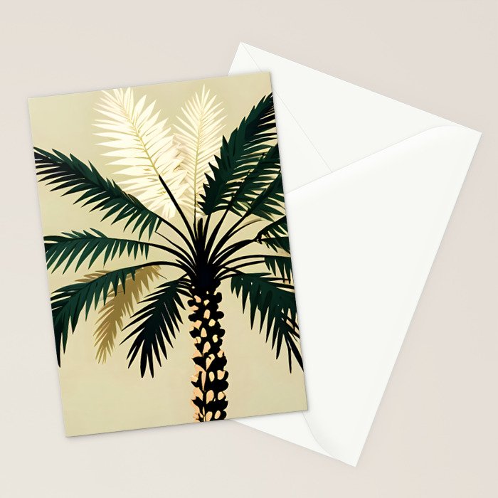 Palmacious, Palm Tree, Coconut Tree Middle East, Desert Plants Nature Illustration, Beachy Tropical Botanical Painting Stationery Card Gallery Image 2