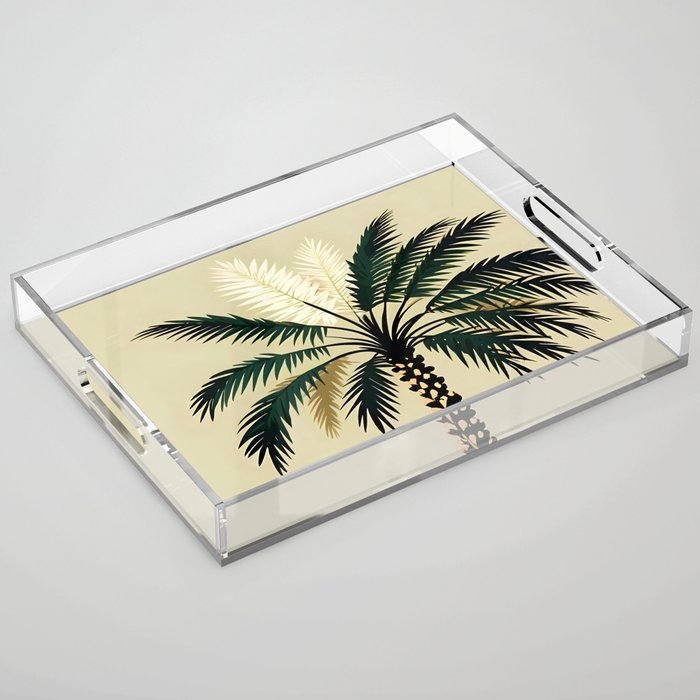Palmacious, Palm Tree, Coconut Tree Middle East, Desert Plants Nature Illustration, Beachy Tropical Botanical Painting Acrylic Tray Gallery Image 1
