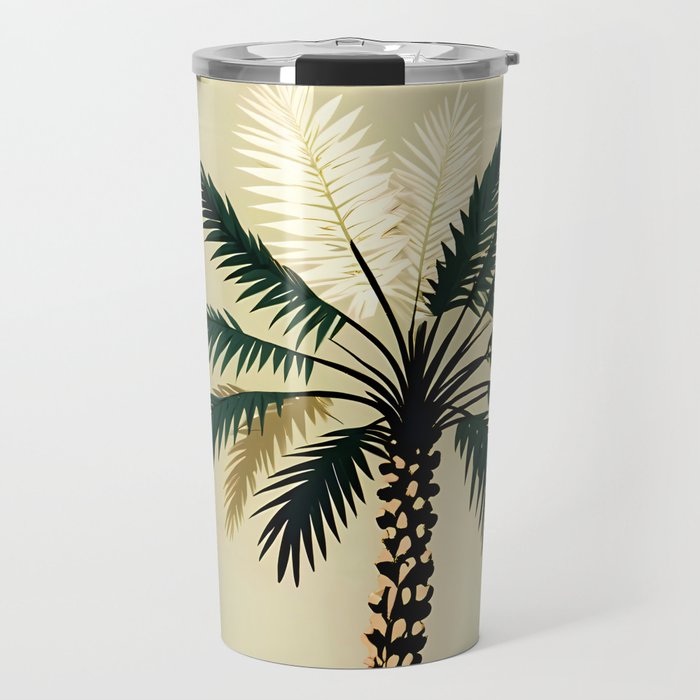 Palmacious, Palm Tree, Coconut Tree Middle East, Desert Plants Nature Illustration, Beachy Tropical Botanical Painting Travel Mug Gallery Image 1
