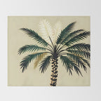 Palmacious, Palm Tree, Coconut Tree Middle East, Desert Plants Nature Illustration, Beachy Tropical Botanical Painting Throw Blanket Gallery Image 2