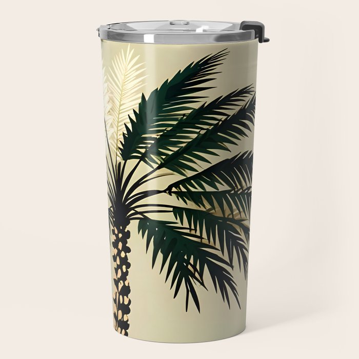 Palmacious, Palm Tree, Coconut Tree Middle East, Desert Plants Nature Illustration, Beachy Tropical Botanical Painting Travel Mug Gallery Image 2