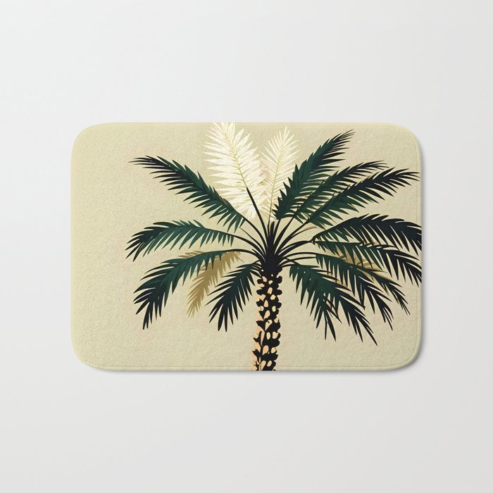 Palmacious, Palm Tree, Coconut Tree Middle East, Desert Plants Nature Illustration, Beachy Tropical Botanical Painting Bath Mat Gallery Image 1