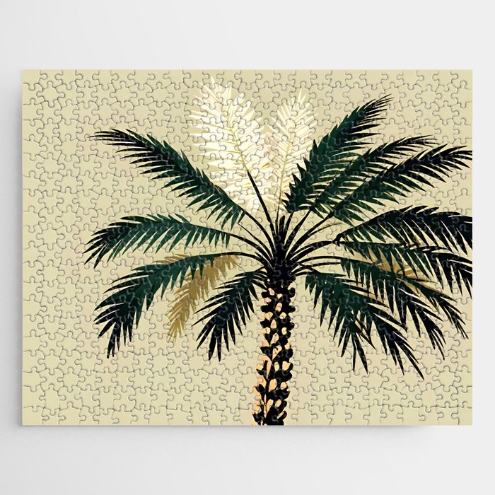Palmacious, Palm Tree, Coconut Tree Middle East, Desert Plants Nature Illustration, Beachy Tropical Botanical Painting Jigsaw Puzzle Gallery Image 1