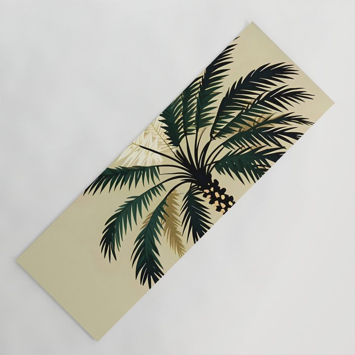Palmacious, Palm Tree, Coconut Tree Middle East, Desert Plants Nature Illustration, Beachy Tropical Botanical Painting Yoga Mat Gallery Image 1