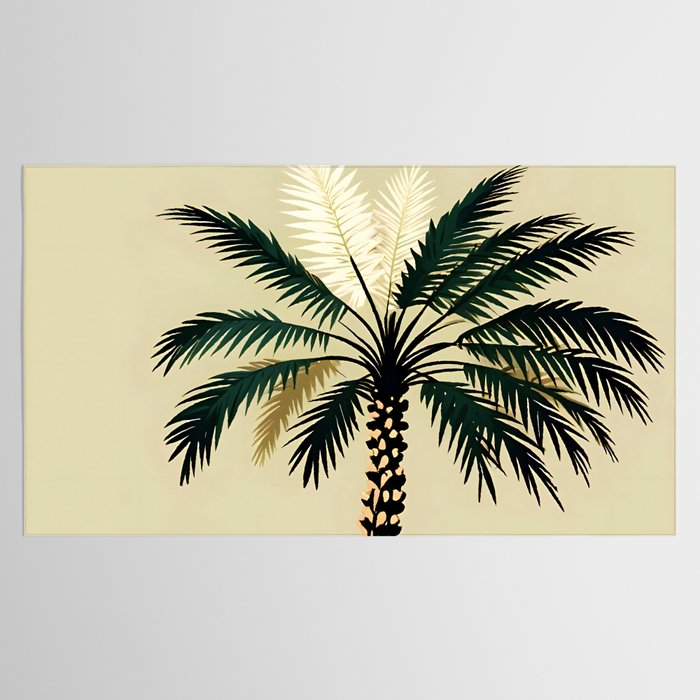 Palmacious, Palm Tree, Coconut Tree Middle East, Desert Plants Nature Illustration, Beachy Tropical Botanical Painting Tablecloth Gallery Image 2