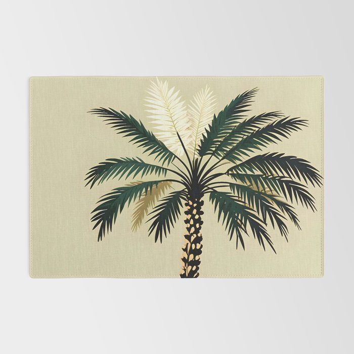 Palmacious, Palm Tree, Coconut Tree Middle East, Desert Plants Nature Illustration, Beachy Tropical Botanical Painting Rug Gallery Image 2