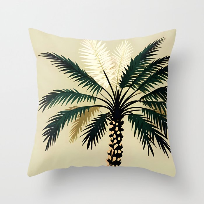 Palmacious, Palm Tree, Coconut Tree Middle East, Desert Plants Nature Illustration, Beachy Tropical Botanical Painting Throw Pillow Gallery Image 6