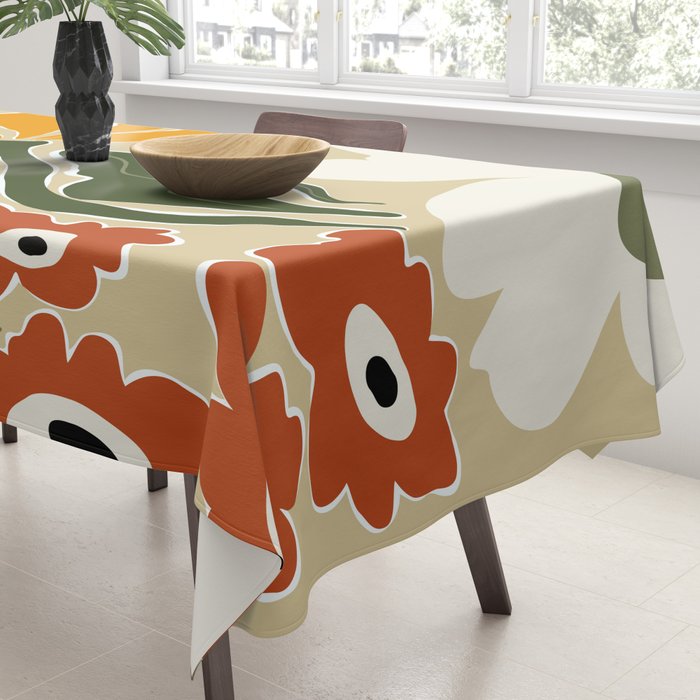 Mid-Century Bloomscape Tablecloth Gallery Image 3