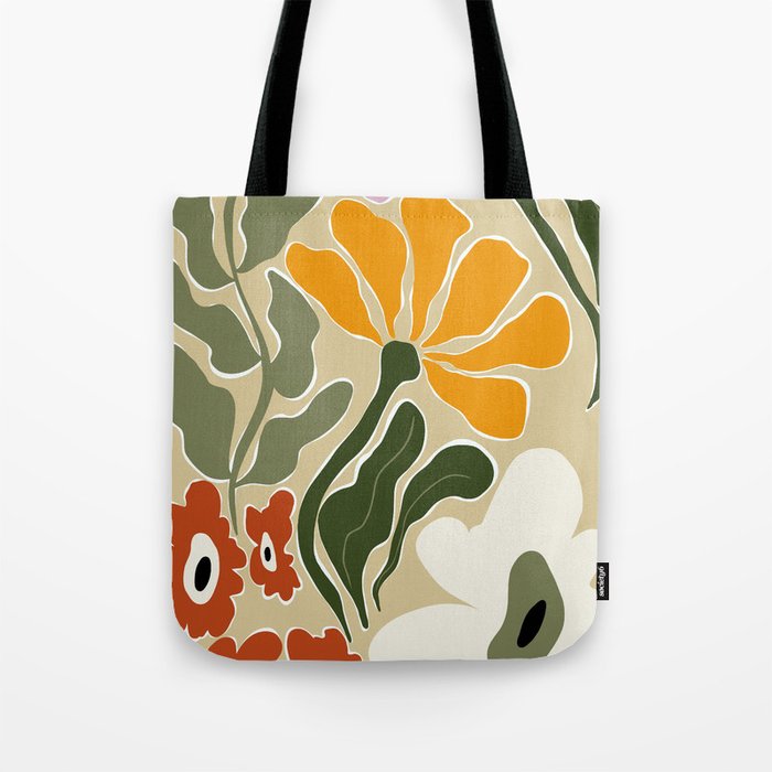 Mid-Century Bloomscape Tote Bag Gallery Image 1