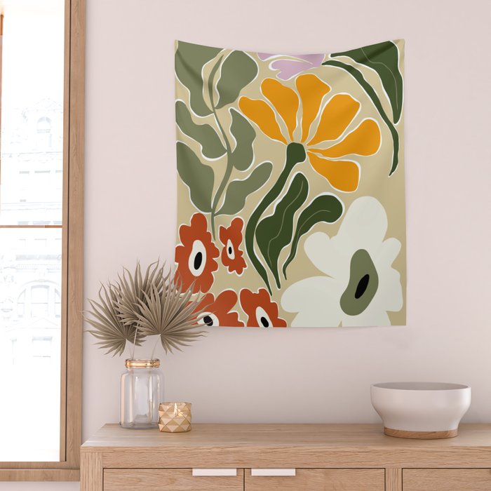 Mid-Century Bloomscape Wall Tapestry Gallery Image 2