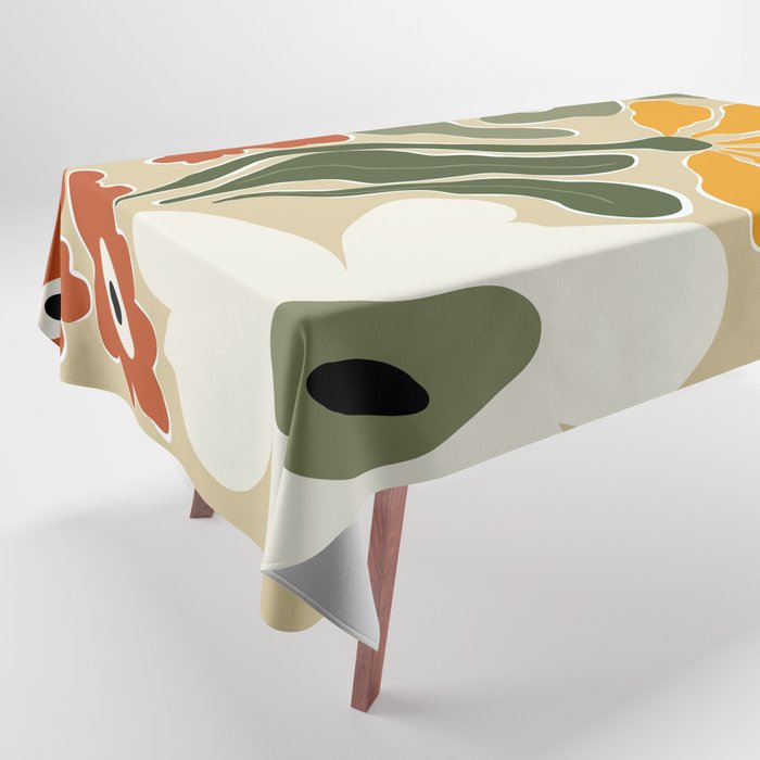 Mid-Century Bloomscape Tablecloth Gallery Image 1