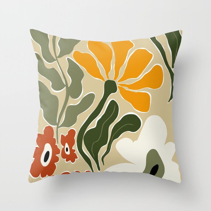 Mid-Century Bloomscape Throw Pillow Gallery Image 6