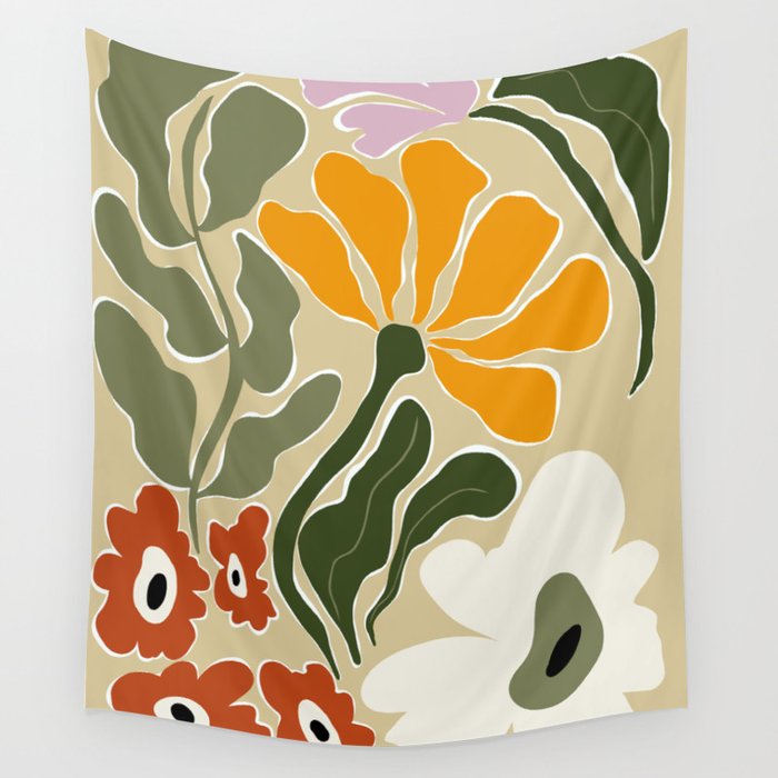 Mid-Century Bloomscape Wall Tapestry Gallery Image 1