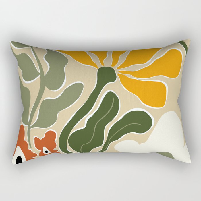 Mid-Century Bloomscape Rectangular Pillow Gallery Image 1