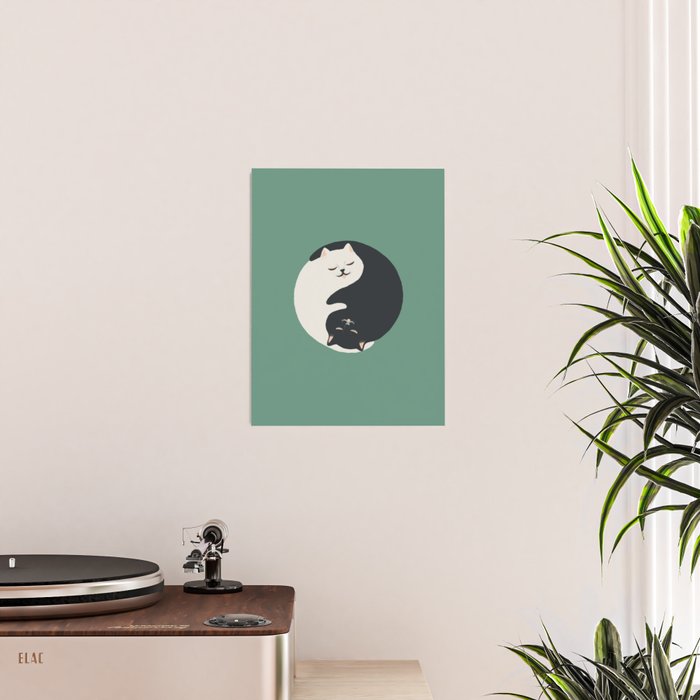 Hidden cat 26g Green yin yang hug Poster Gallery Image 2